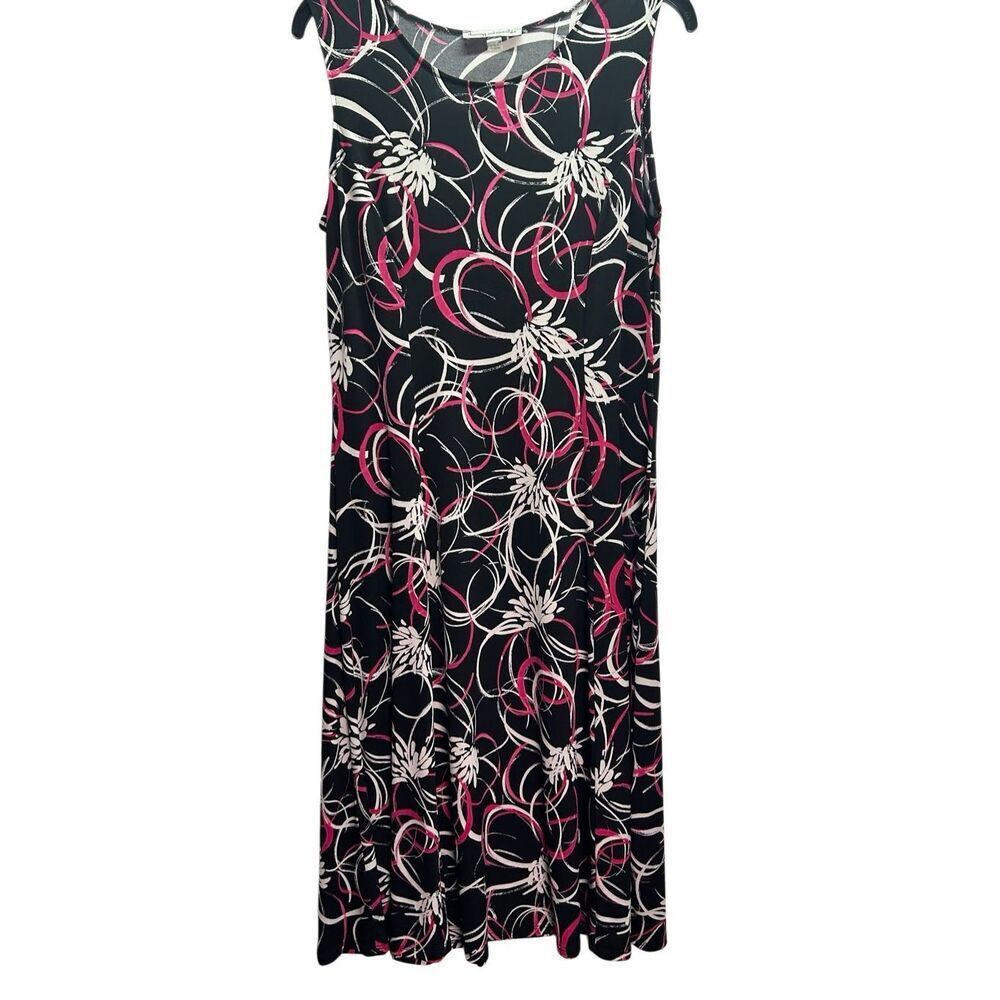 Danny & Nicole Black Pink White Geometrical Print Sleeveless Dress Size L